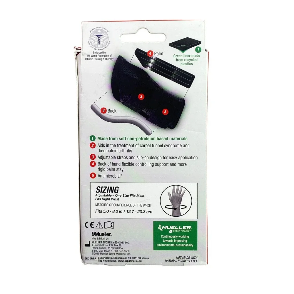 Sports Medicine Green Fitted Wrist Brace for Men and Women Right‎ Hand